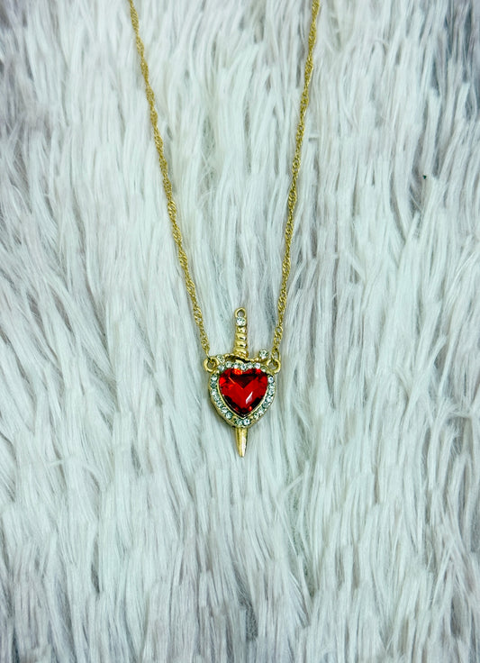 Heart & Sword necklace (2 set chain) with Premium Box