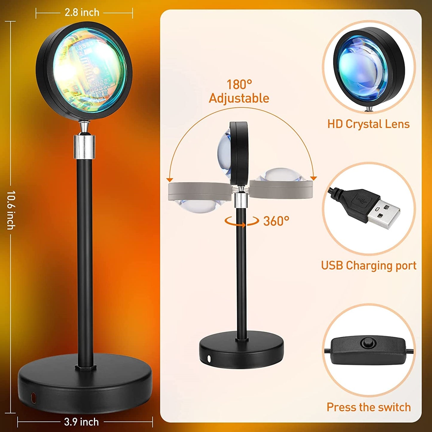 16 Colors Sunset Lamp remote control - USB (Premium Edition)