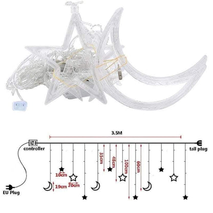 Star Moon Curtain Lights - 12 feet