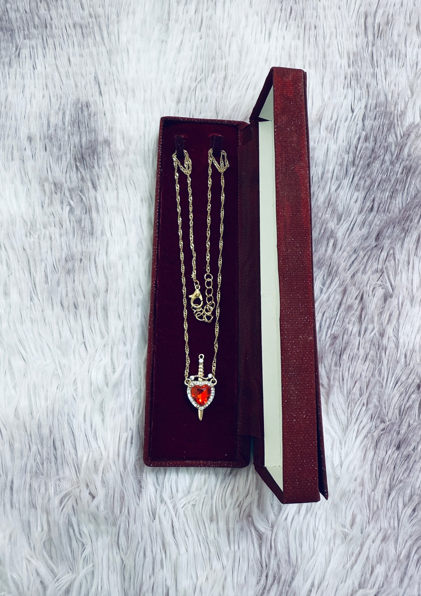 Heart & Sword necklace (2 set chain) with Premium Box