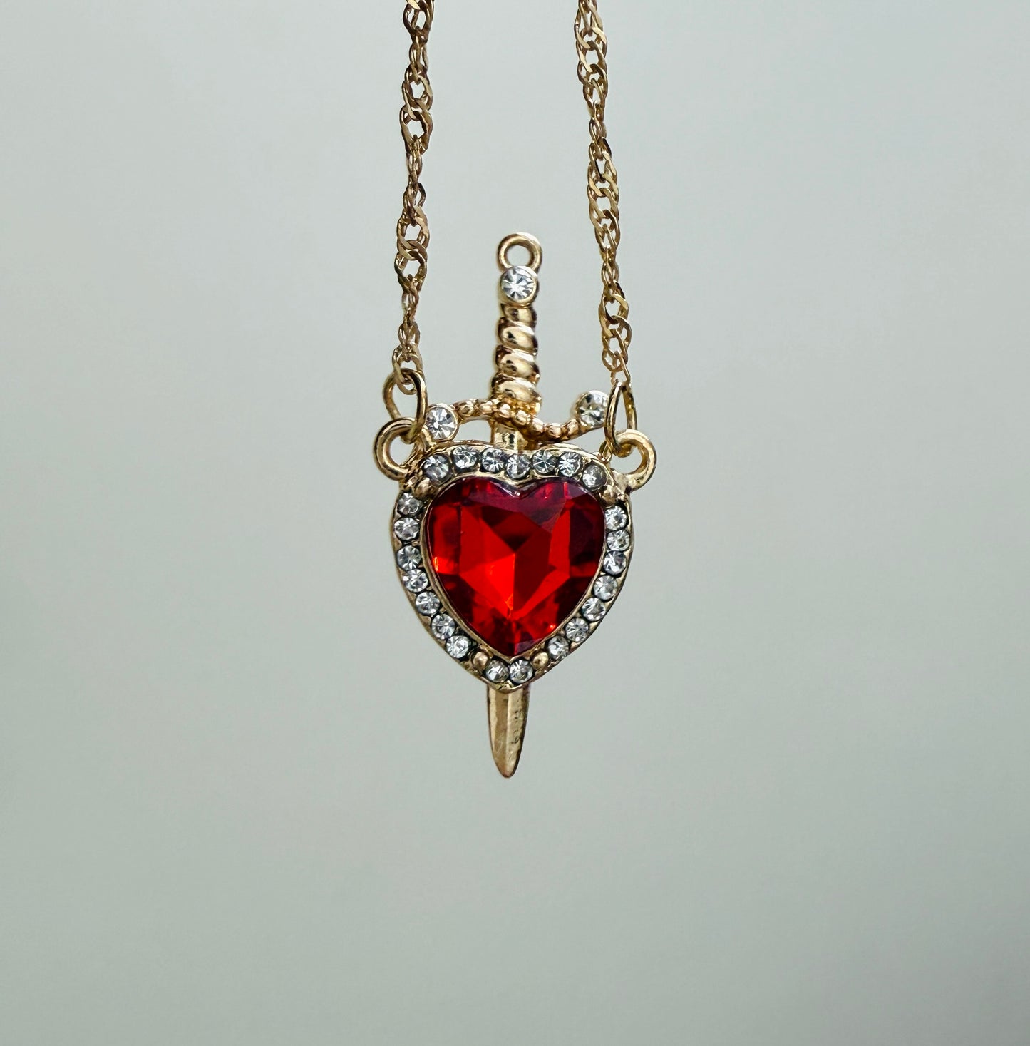 Heart & Sword necklace (2 set chain) with Premium Box