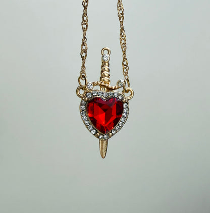 Heart & Sword necklace (2 set chain) with Premium Box