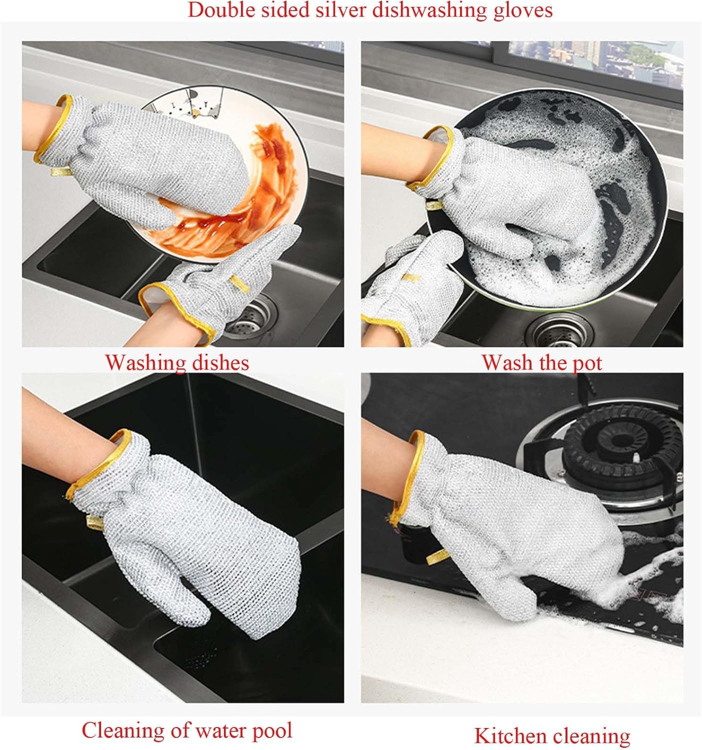 Silver Wire Waterproof Household Dishwashing Gloves