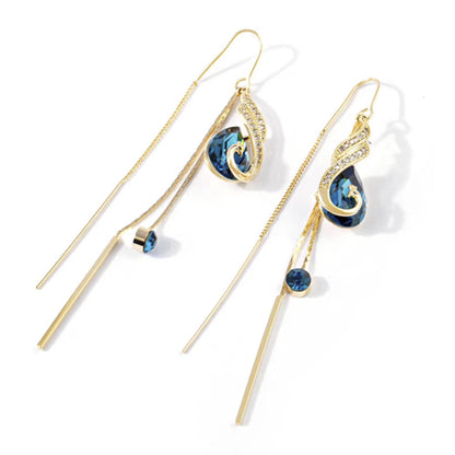 Gold plated Peacock long tassel Earrings