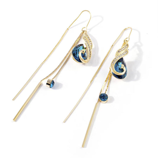 Gold plated Peacock long tassel Earrings