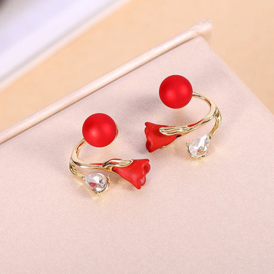 Red Tulip Flower Earring 🌹