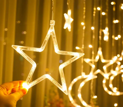 Star Moon Curtain Lights - 12 feet