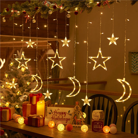 Star Moon Curtain Lights - 12 feet